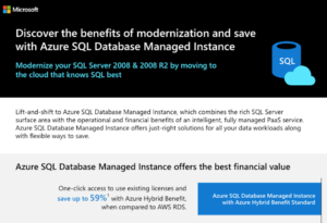 Mehr über den Artikel erfahren Discover the benefits of modernization and save with Azure SQL Database Managed Instance